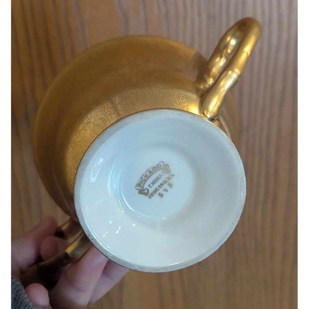 Pickard China 595 Sugar Bowl with Lid Encrusted Rose Daisy Pattern VTG